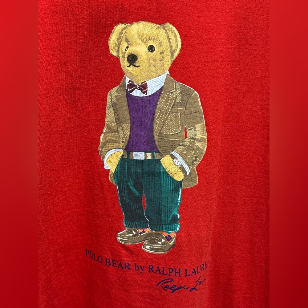 POLO RALPH LAUREN Polo Bear Hooded Tee M Holiday Red $95 Retail NWOT - Picture 4 of 11